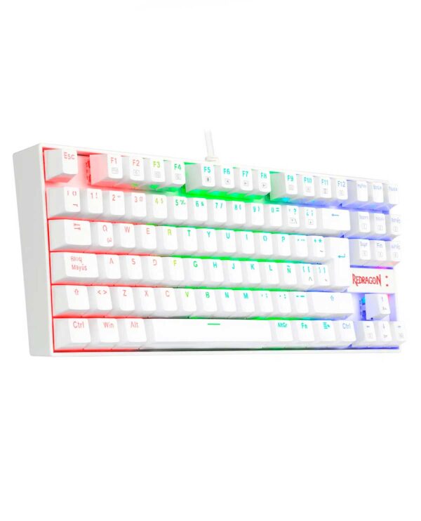 teclado gamer | redragon kumara k552w kr | mecánico | blanco | usb | iluminación rainbow | switch red | compacto | español