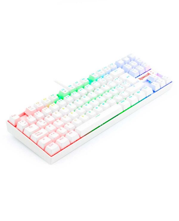 teclado gamer | redragon kumara k552w kr | mecánico | blanco | usb | iluminación rainbow | switch red | compacto | español