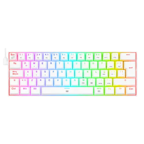 Teclado Gamer | Redragon Dragonborn K630W-RGB-SP | Blanco | Mecánico | Compacto 60% | Switch Red | RGB Teclado Gamer | Redragon Dragonborn K630W-RGB-SP | Blanco | Mecánico | Compacto 60% | Switch Red | RGB