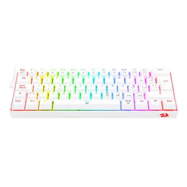 teclado gamer | redragon dragonborn k630w rgb sp | blanco | mecánico | compacto 60% | switch red | rgb