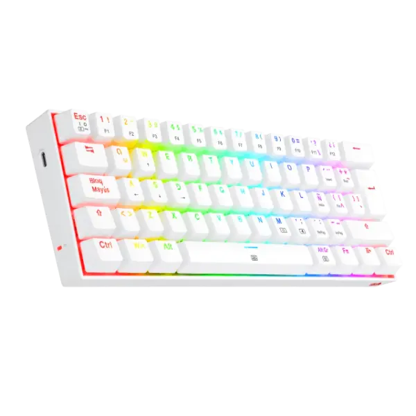 teclado gamer | redragon dragonborn k630w rgb sp | blanco | mecánico | compacto 60% | switch red | rgb