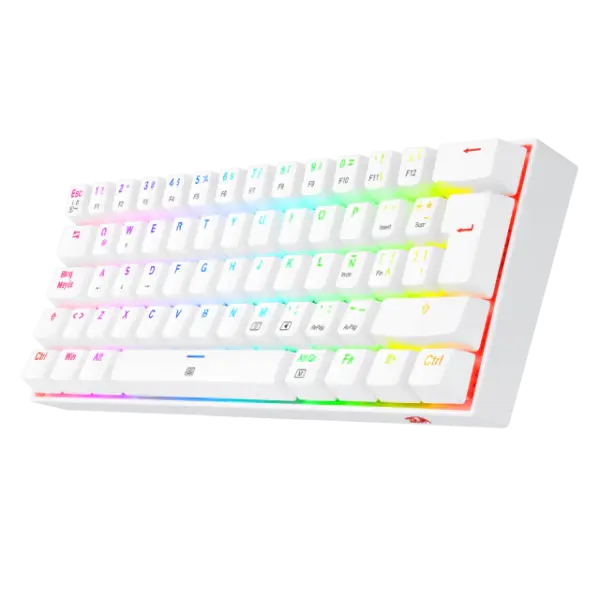teclado gamer | redragon dragonborn k630w rgb sp | blanco | mecánico | compacto 60% | switch red | rgb