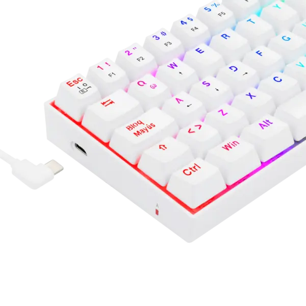 teclado gamer | redragon dragonborn k630w rgb sp | blanco | mecánico | compacto 60% | switch red | rgb