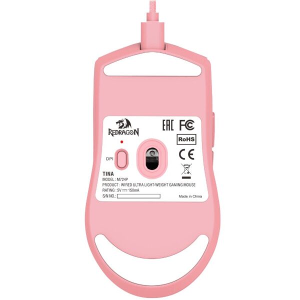 mouse gamer | redragon king 1k m724p | rosa | usb | 12.400 dpi | ultraligero
