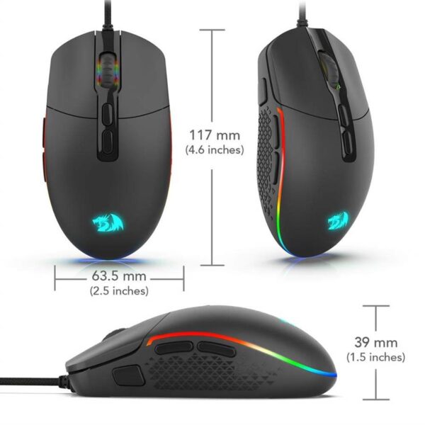 mouse gamer | redragon invader m719‑rgb | usb | 10 000 dpi | rgb | 7 botones programables | sensor Óptico