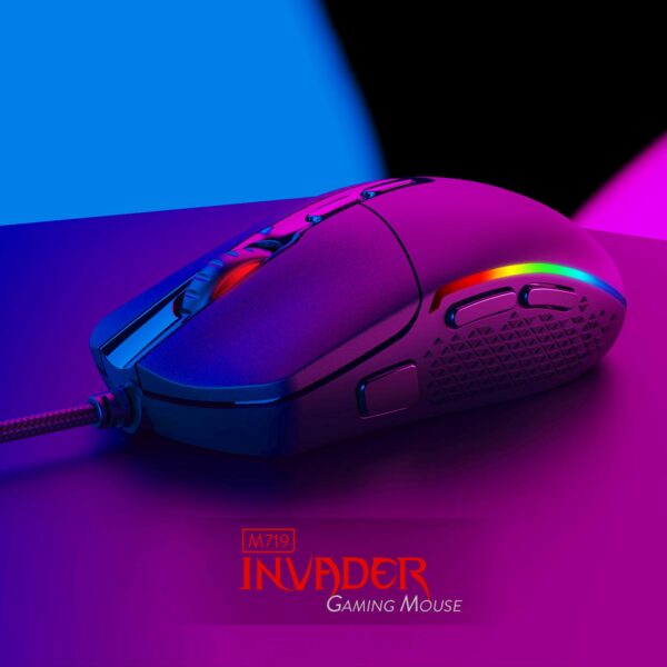 mouse gamer | redragon invader m719‑rgb | usb | 10 000 dpi | rgb | 7 botones programables | sensor Óptico