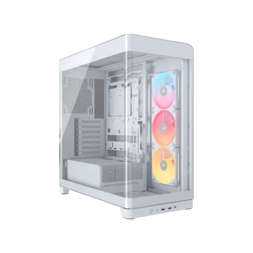 Gabinete CORSAIR FRAME 4500X LX-R RGB iCUE LINK Mid Tower de cristal panorámico Blanco