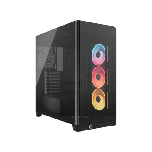 Gabinete CORSAIR FRAME 4500X LX-R RGB iCUE LINK Mid Tower de cristal panorámico Negro