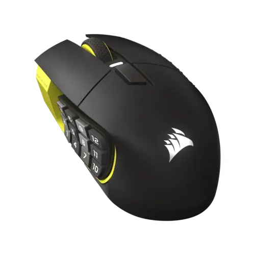 Mouse gamer CORSAIR MMO SCIMITAR ELITE Wireless SE, negro y amarillo